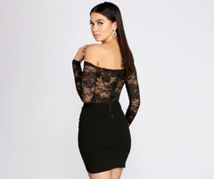 Lovely Look Lace Charming Off Shoulder Mini Dress