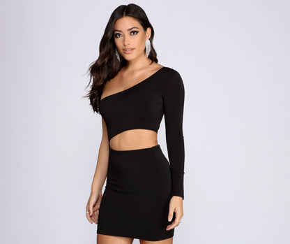 Cut Out For This One Shoulder Mini Dress - Lady Occasions