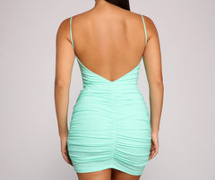 Can't Live Without Charming Glam Ruched Mini Dress