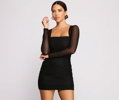 Mesmerize In Mesh Ruched Mini Dress - Lady Occasions