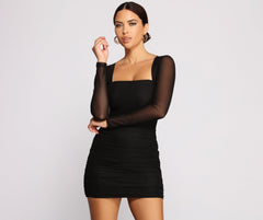 Mesmerize In Mesh Ruched Mini Dress - Lady Occasions