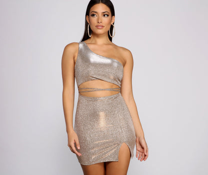 Glitter Goddess One Shoulder Mini Dress - Lady Occasions