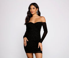 Flocked Velvet Leopard Print Bodycon - Lady Occasions