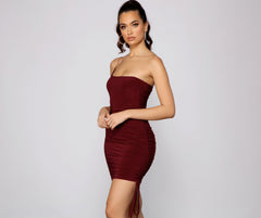 Heart Of Glam Charming Ruched Knit Mini Dress