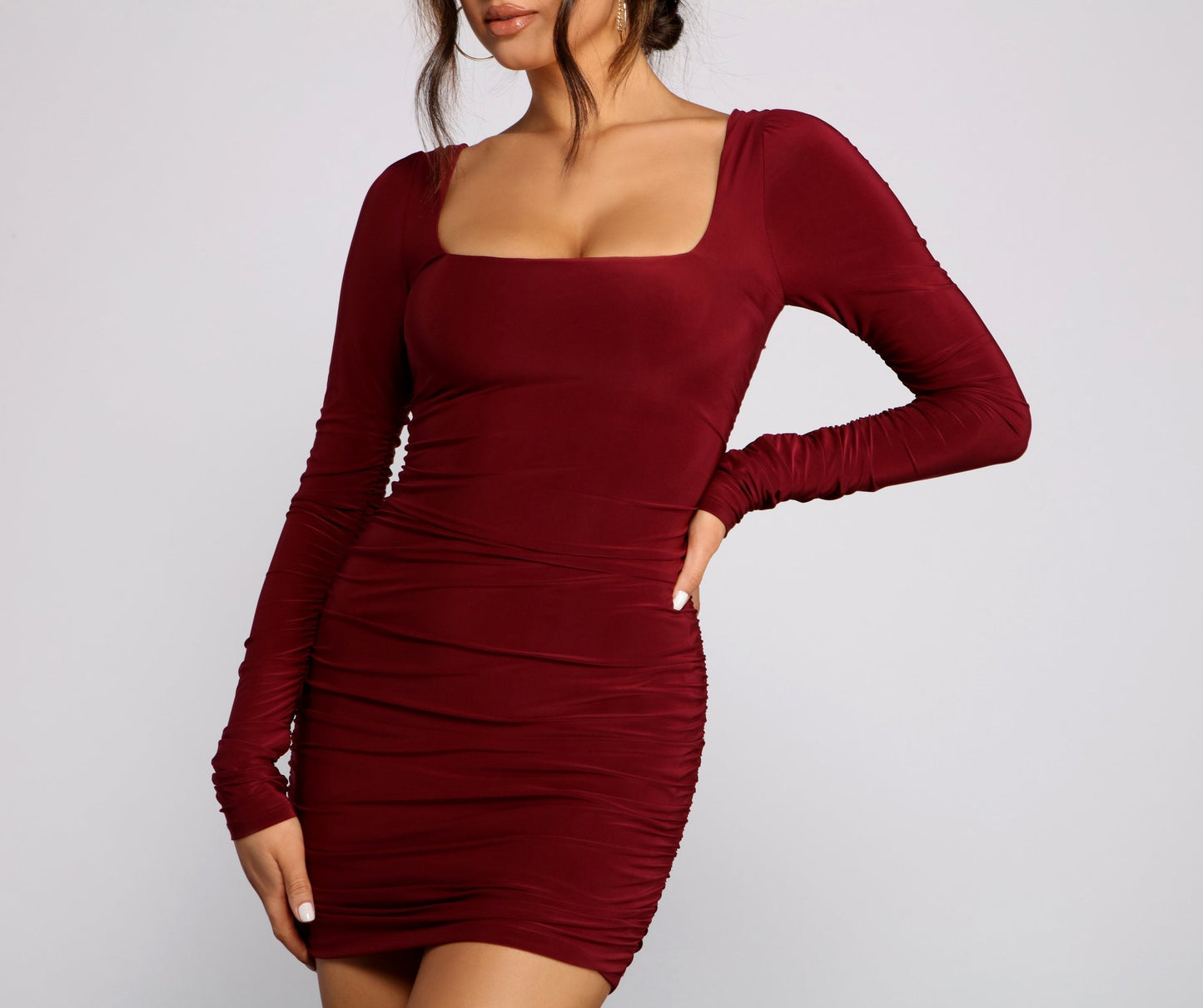 Keeping Knit Sultry Charming Long Sleeve Mini Dress