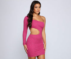 The A-List One Charming Shoulder Glitter Dress