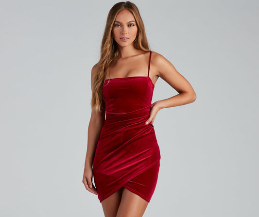 Crushing On Velvet Wrap Mini Dress - Lady Occasions