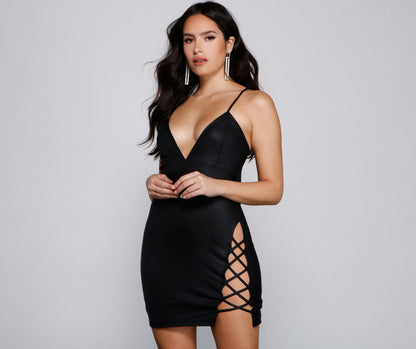 Level Up Faux Leather Mini Dress - Lady Occasions