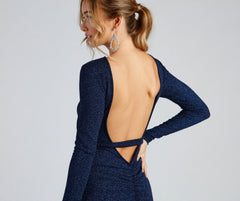 Glitter Nights Open Charming Back Mini Dress