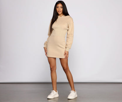 Keeping Knit Casual Charming Hoodie Mini Dress