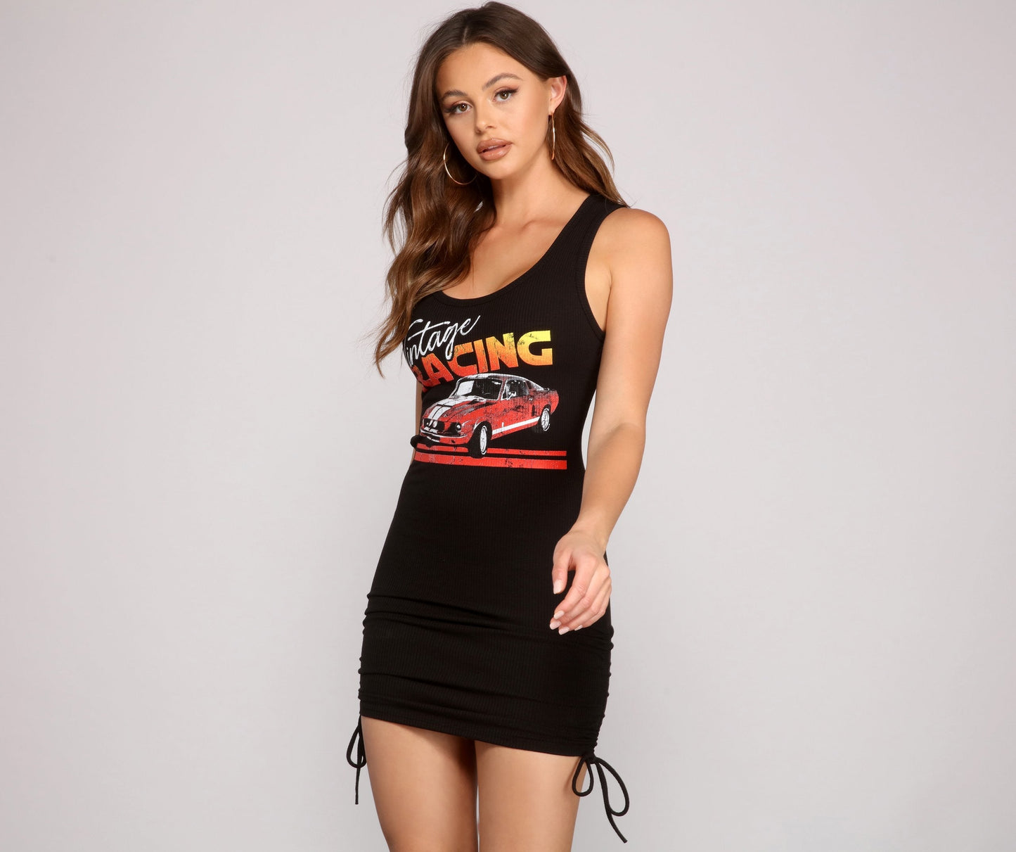 Vintage Racing Sleeveless Mini Dress - Lady Occasions