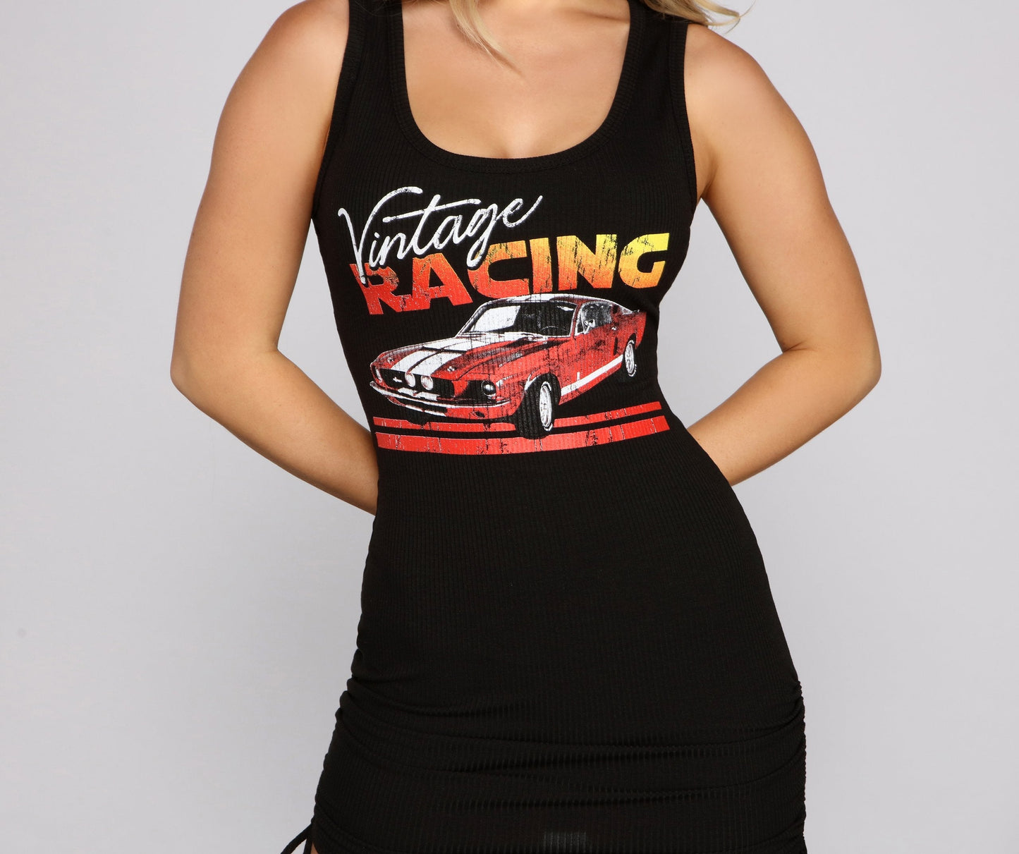 Vintage Racing Stylish Sleeveless Mini Dress