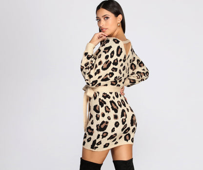 Feline Fierce Stylish Sweater Dress