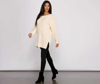 Cozy Knit Stylish Long Sleeve Tunic