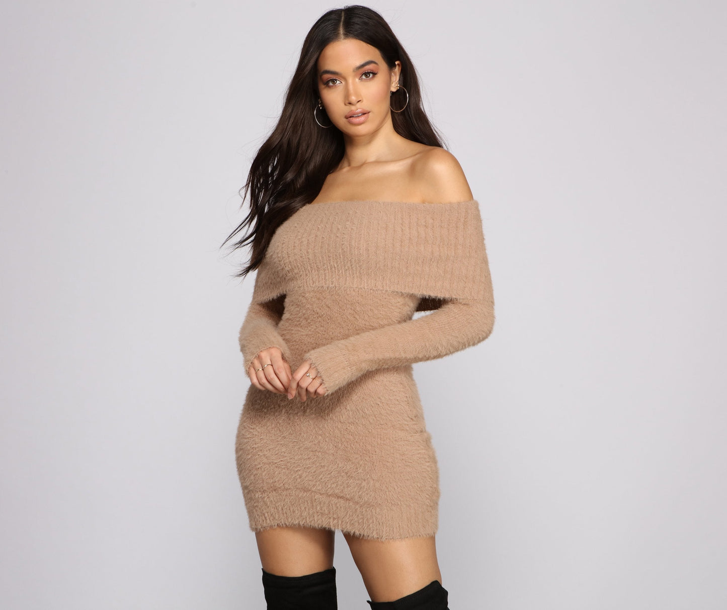 Major Babe Off Charming The Shoulder Sweater Dress