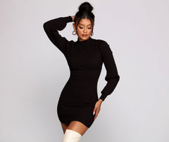 All Dolled Up Charming Ribbed Knit Mini Dress