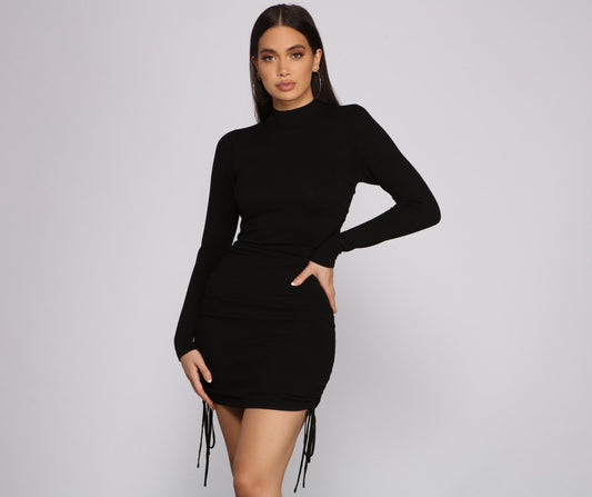 Keeping Knit Real Ruched Mini Dress - Lady Occasions