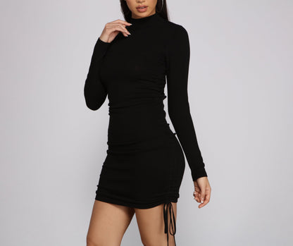 Keeping Knit Real Charming Ruched Mini Dress