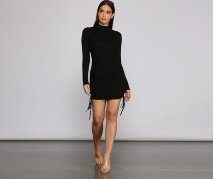 Keeping Knit Real Charming Ruched Mini Dress