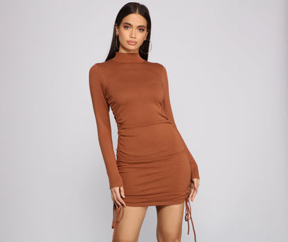 Keeping Knit Real Ruched Mini Dress - Lady Occasions