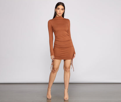 Keeping Knit Real Charming Ruched Mini Dress