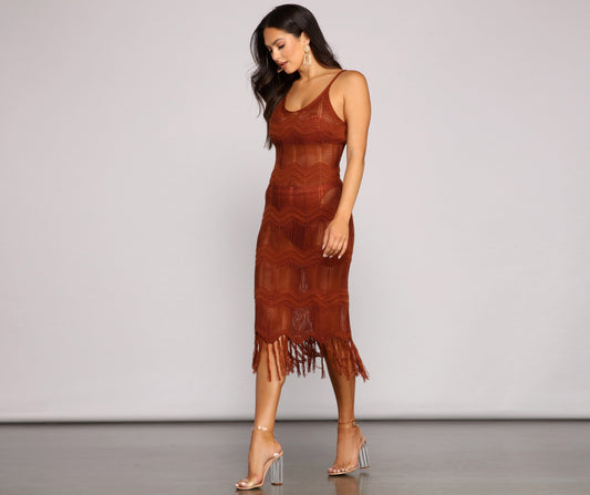 Boho-Chic Crochet Midi Dress - Lady Occasions