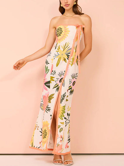 Summer Sexy Split Charming Wrap Printed Dresses