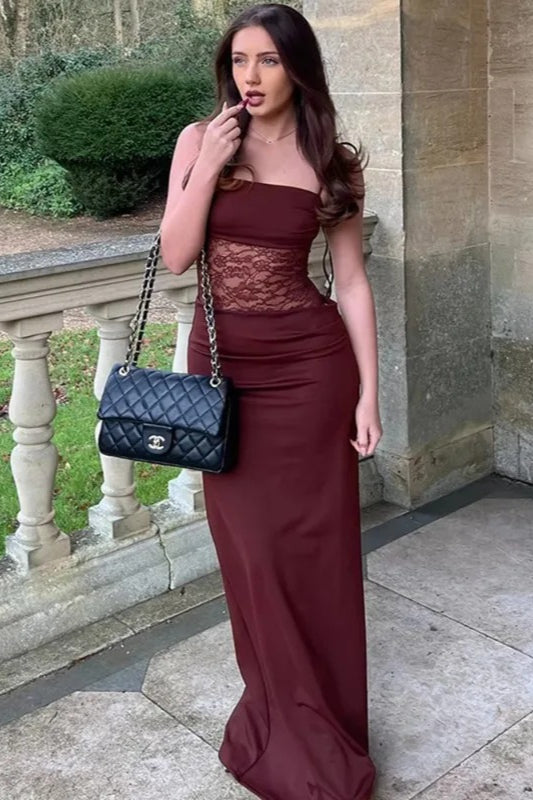 Lace Spaghetti Strap Maxi Dress-1