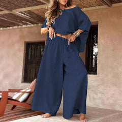 CARLEIGH - CHIC OFF SHOULDER TOP AND PANTS SET