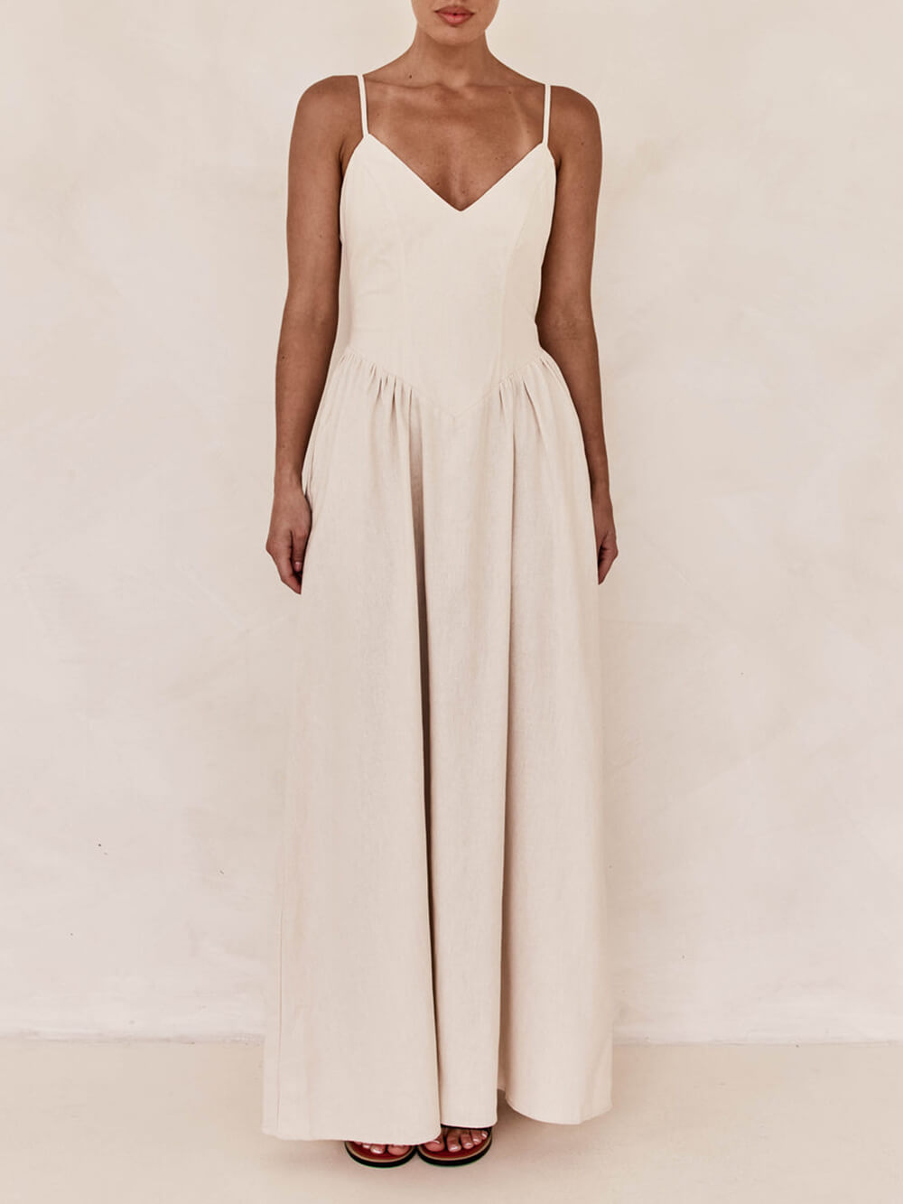 Sunset Suspender Pleated Charming Panel Sleeveless Maxi Dress