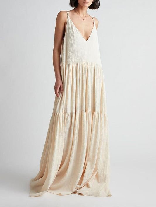 Elegant Resort Deep Charming V-Neckline Strappy Maxi Dress