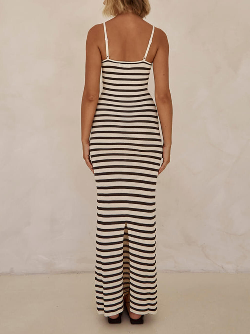 Unique Striped Patchwork Charming Knit Maxi Dress