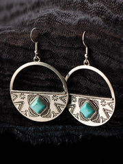 Boho Earrings - Turquoise Western Sunset Round