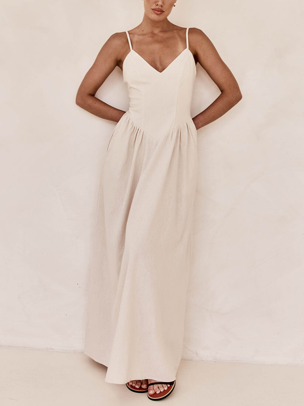 Sunset Suspender Pleated Charming Panel Sleeveless Maxi Dress