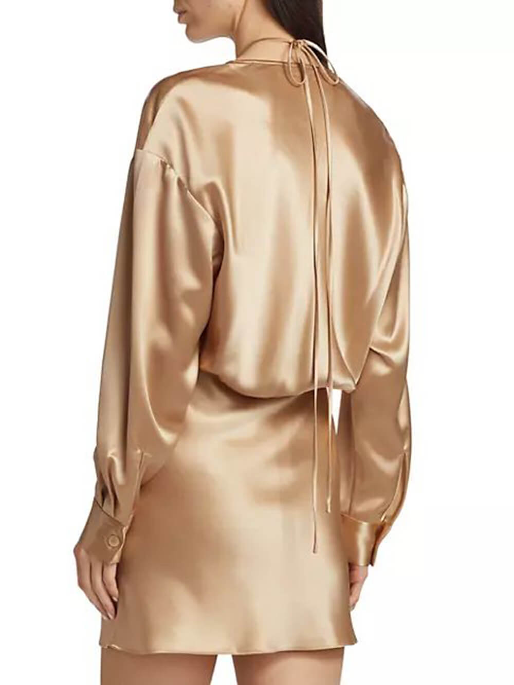 Delicate Strappy Deep V-Neck Graceful Tela Satin Mini Dress