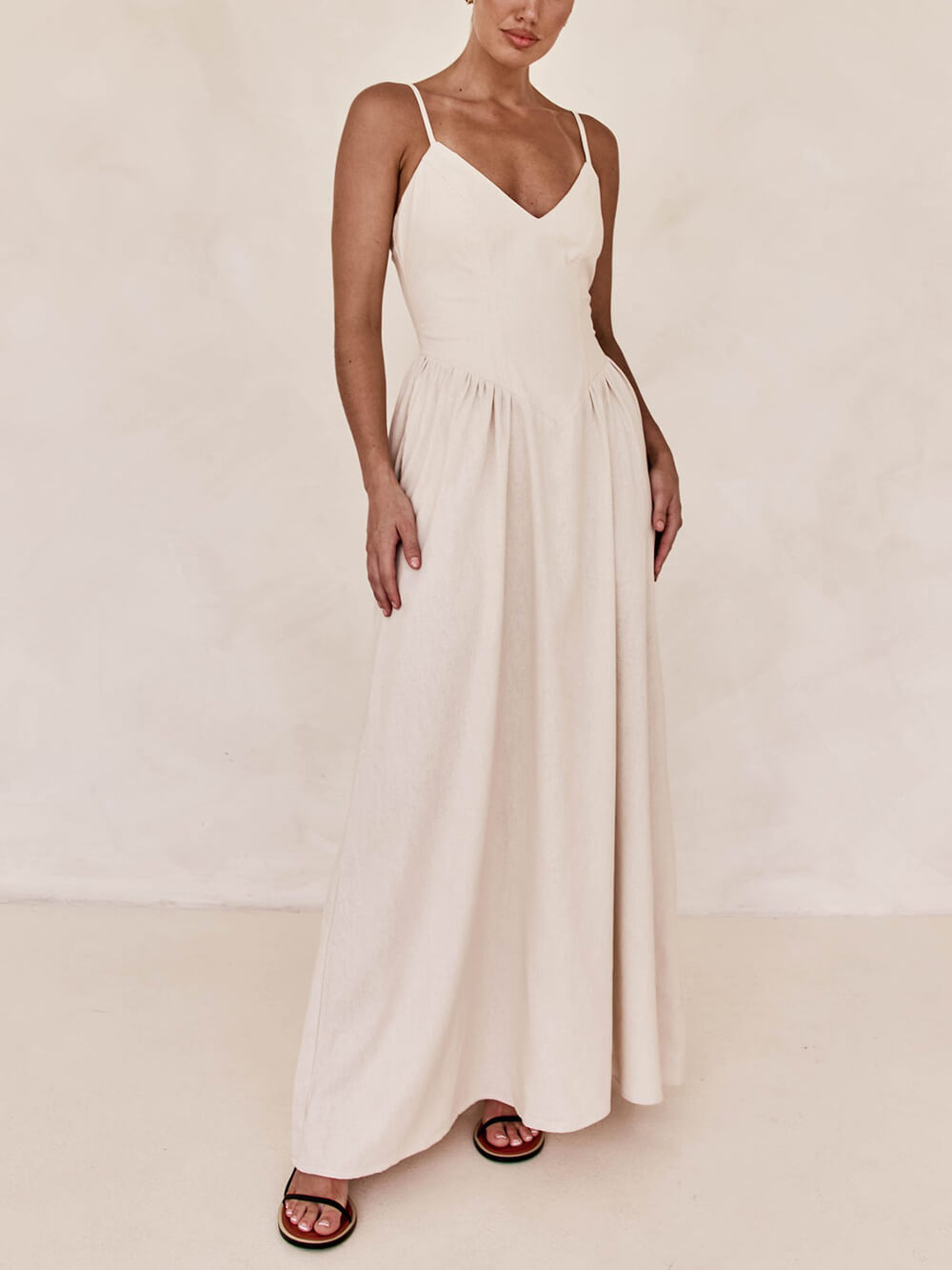 Sunset Suspender Pleated Charming Panel Sleeveless Maxi Dress