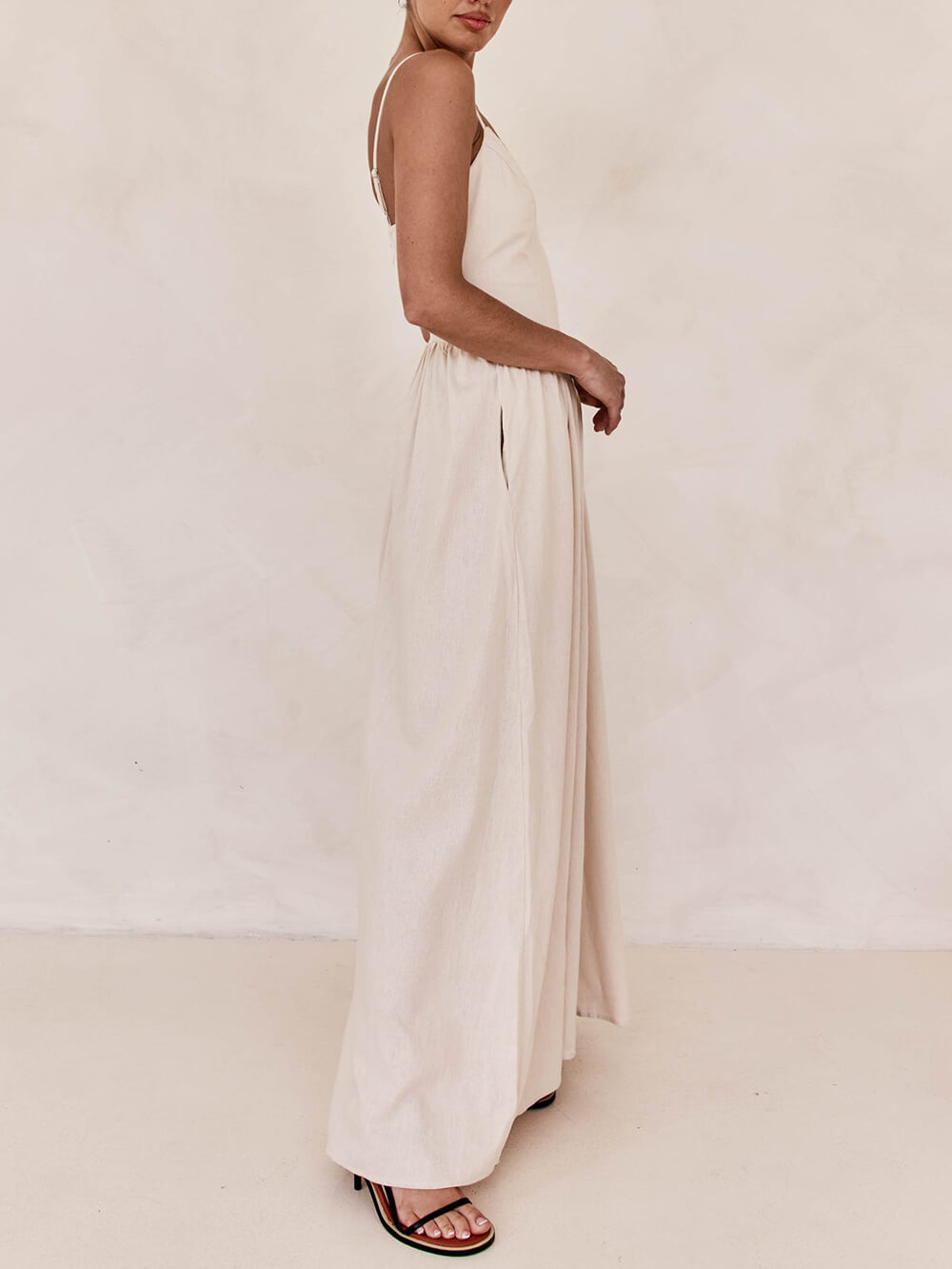 Sunset Suspender Pleated Charming Panel Sleeveless Maxi Dress