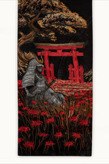 Mount Fuji Landscape Embroidered Wide Leg Jeans
