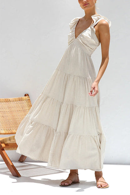 V-Neck Ruffle Maxi Dress
