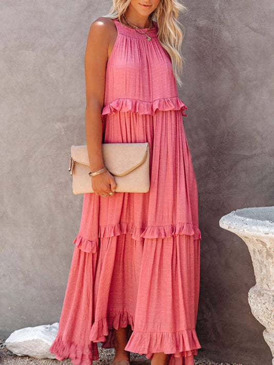 Irregular Cake Stylish Sleeveless Maxi Dress