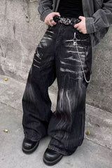Lightning Wash Wide Leg Jeans