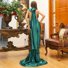 Wear Backless V-neck Party Banquet Strap Maxi Dress Formal Gown