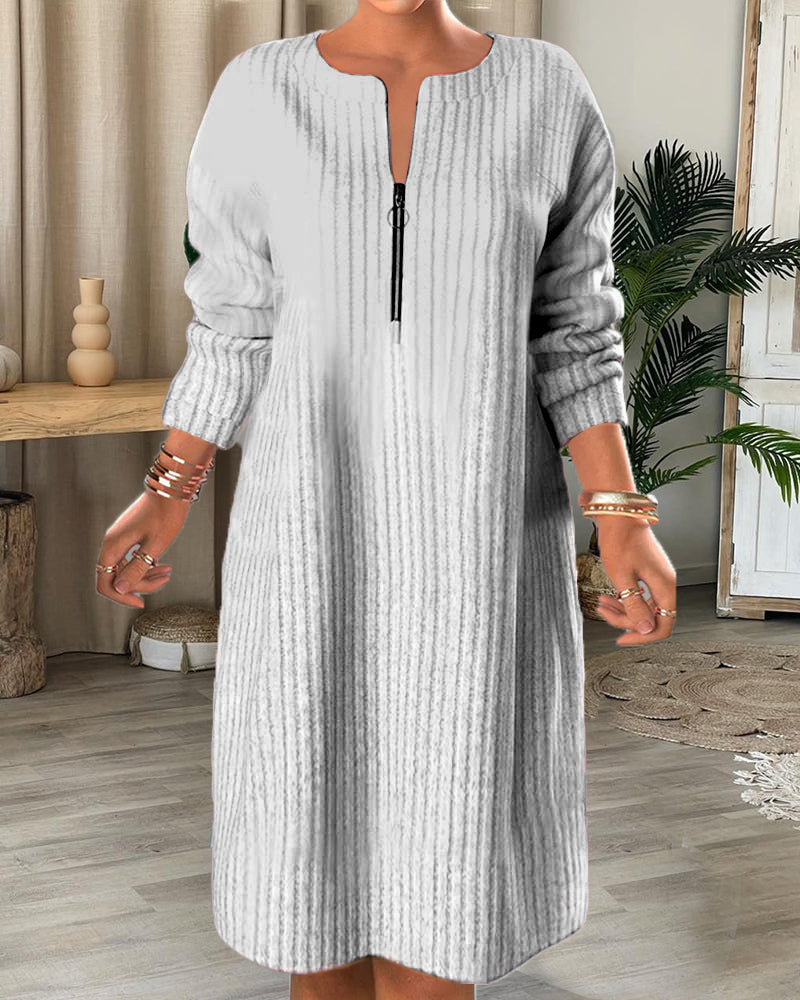 Chic Zip-Up Sweater Dress