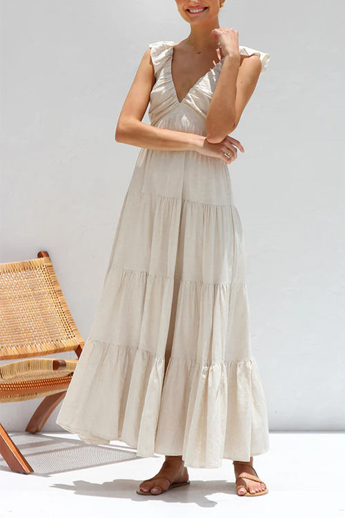 V-Neck Ruffle Maxi Dress