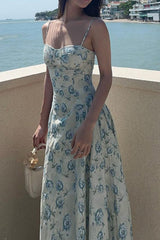 Waist Cinched Strap Maxi Floral Dress