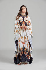 Print Floral Crew Neck With Slit Dress