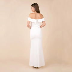 Coralie Off Shoulder Charming Front Slit Dress
