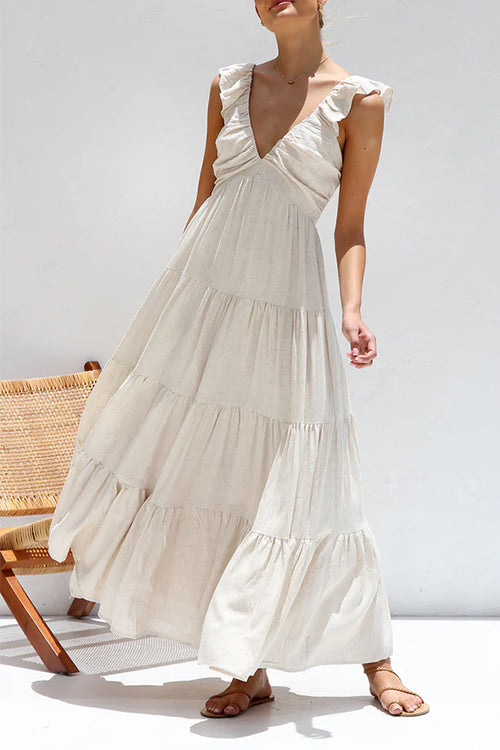 V-Neck Ruffle Maxi Dress