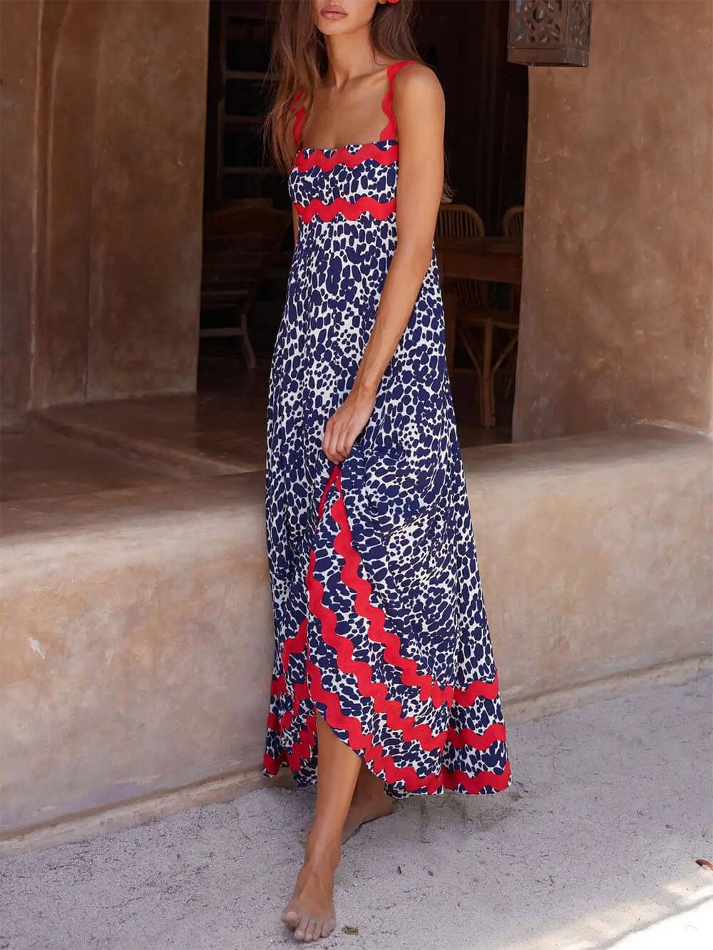 Suspender Print Stylish Maxi Dress