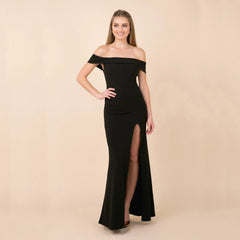 Coralie Off Shoulder Charming Front Slit Dress